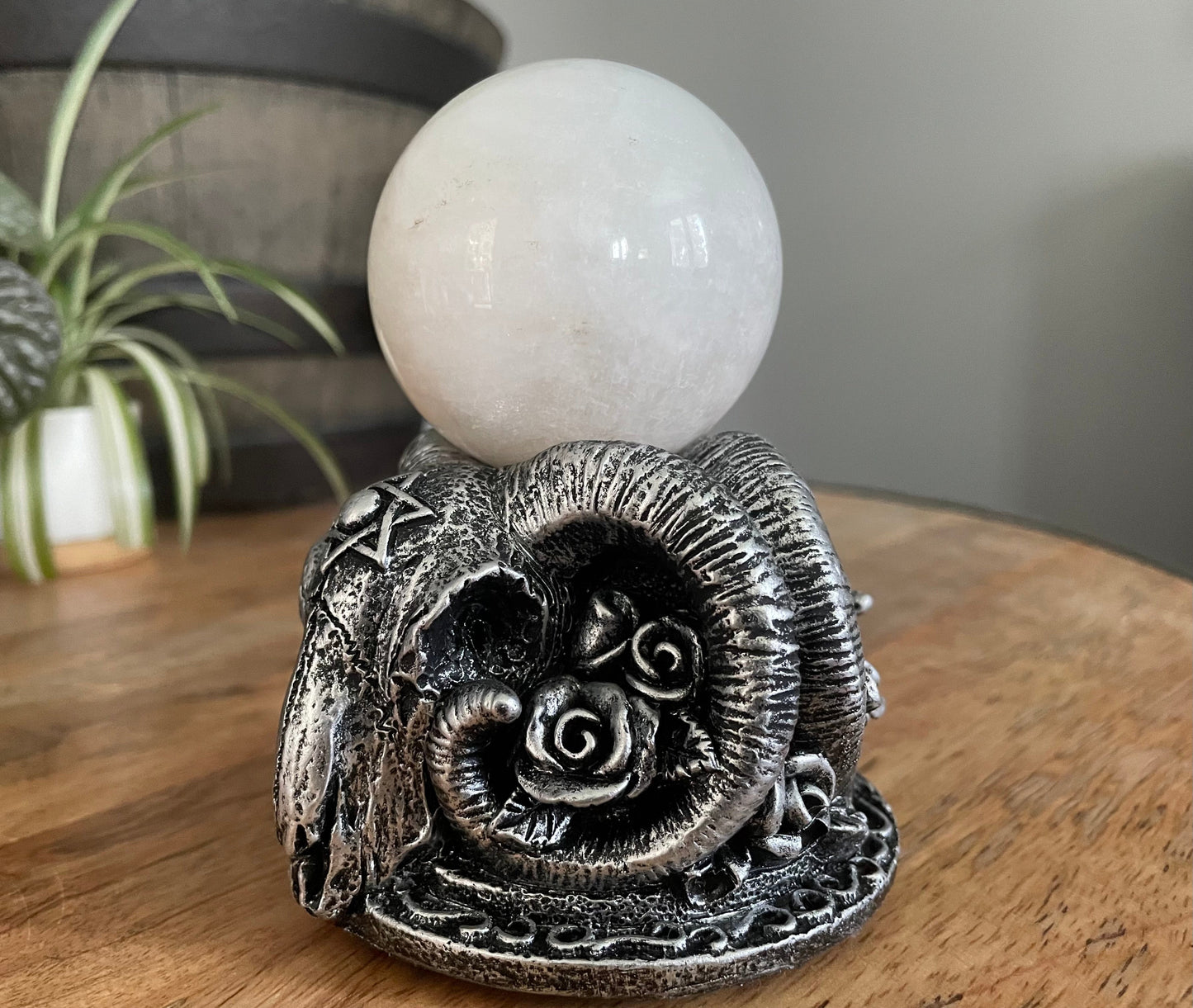 Ram Skull Crystal Sphere Stand - The Wandering Fox Emporium, Your Metaphysical Store side 2