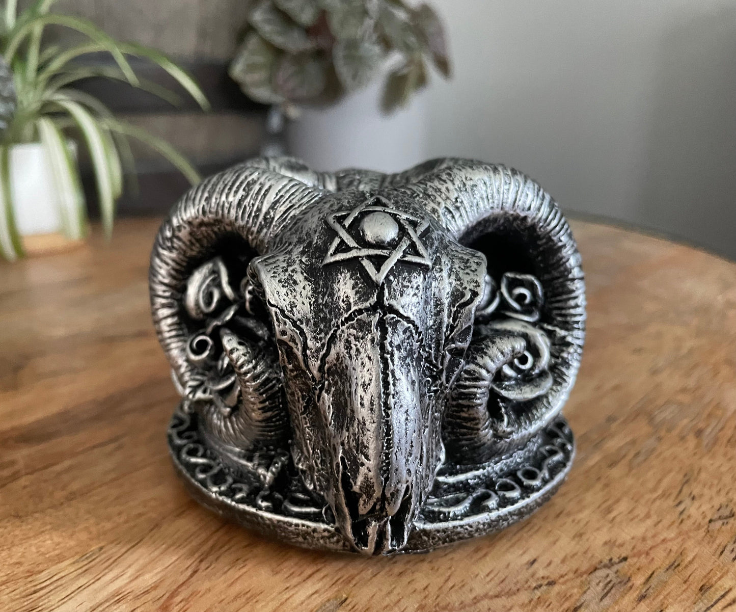 Ram Skull Crystal Sphere Stand - The Wandering Fox Emporium, Your Metaphysical Store 