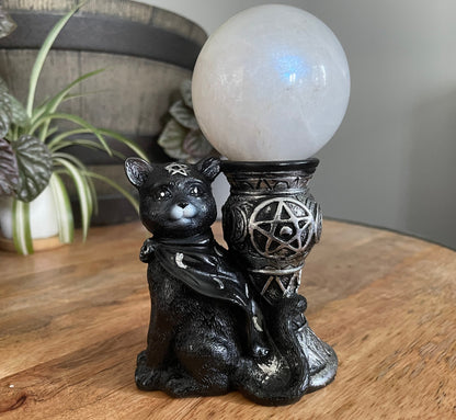 Magic Cat Crystal Sphere Stand - The Wandering Fox Emporium, Your Metaphysical Store front