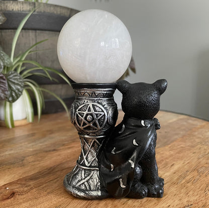 Magic Cat Crystal Sphere Stand - The Wandering Fox Emporium, Your Metaphysical Store back