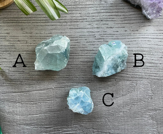 Ice Blue Fluorite Crystal Chunk