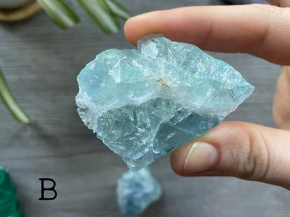 Ice Blue Fluorite Crystal Chunk b