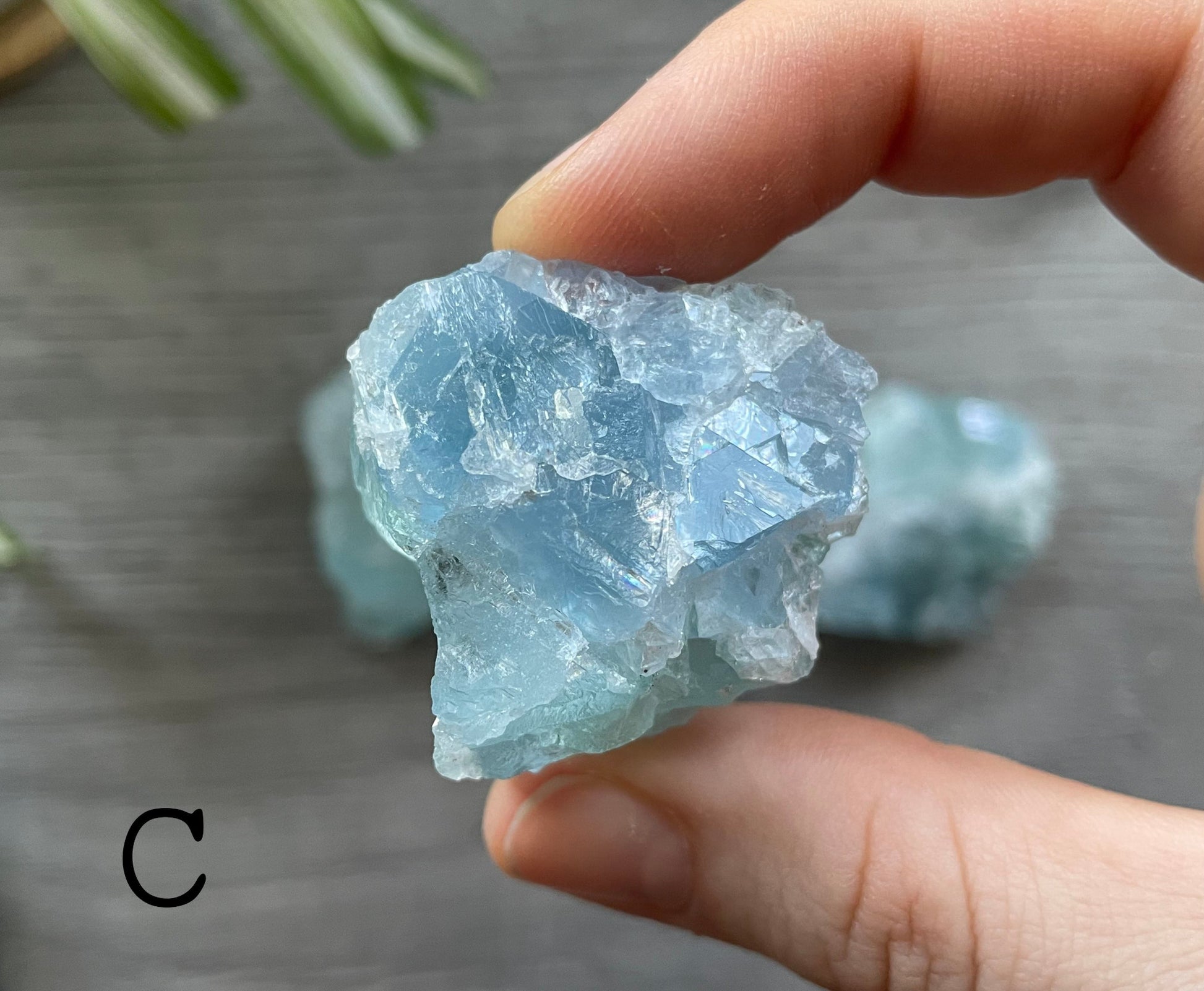 Ice Blue Fluorite Crystal Chunk c