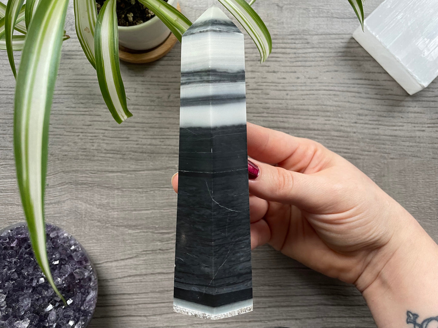 Striped Zebra Jasper Crystal Tower (C) side 2