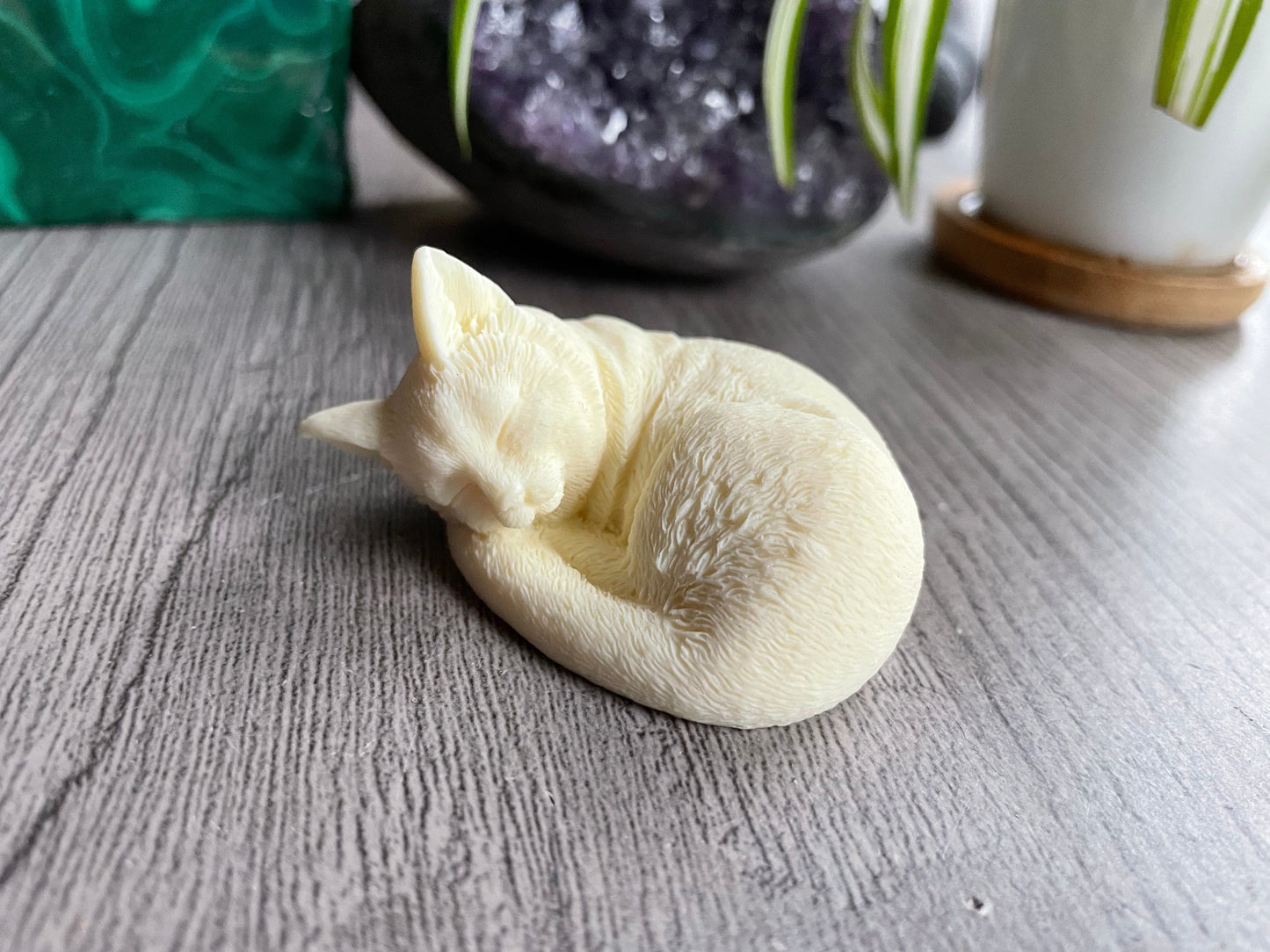 Tagua Nut Sleeping Cat Carving front