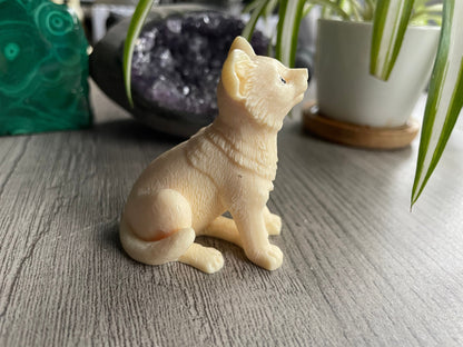 Tagua Nut Sitting Dog Carving side