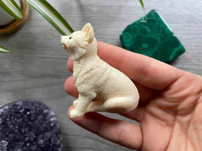 Tagua Nut Sitting Dog Carving side 2