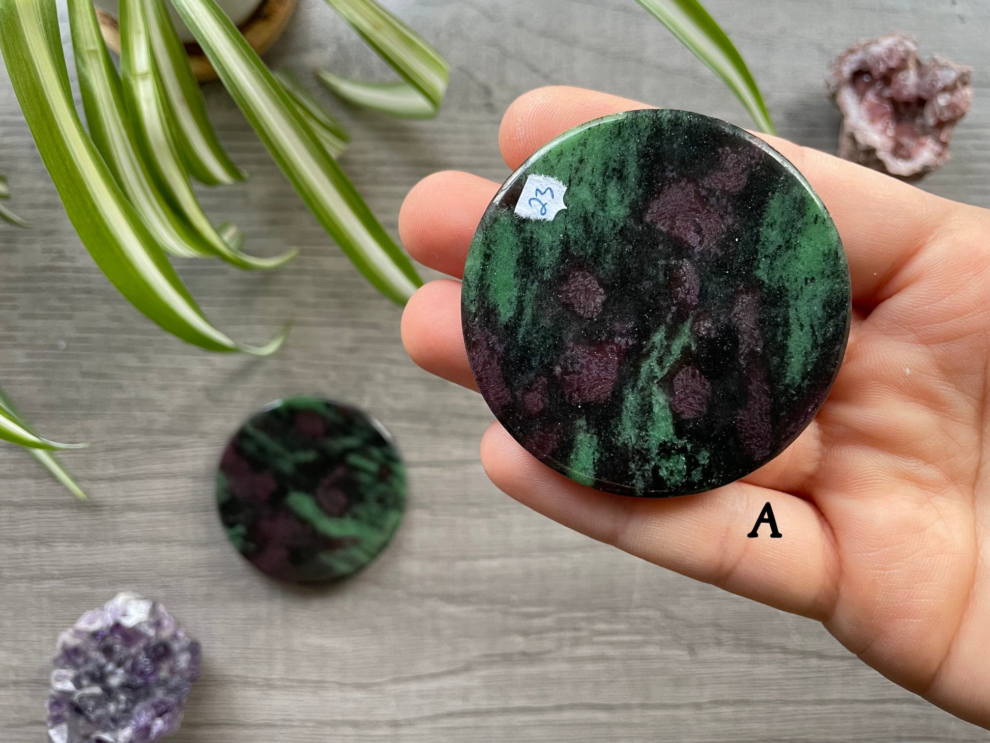 Ruby in Zoisite Crystal Coin A back