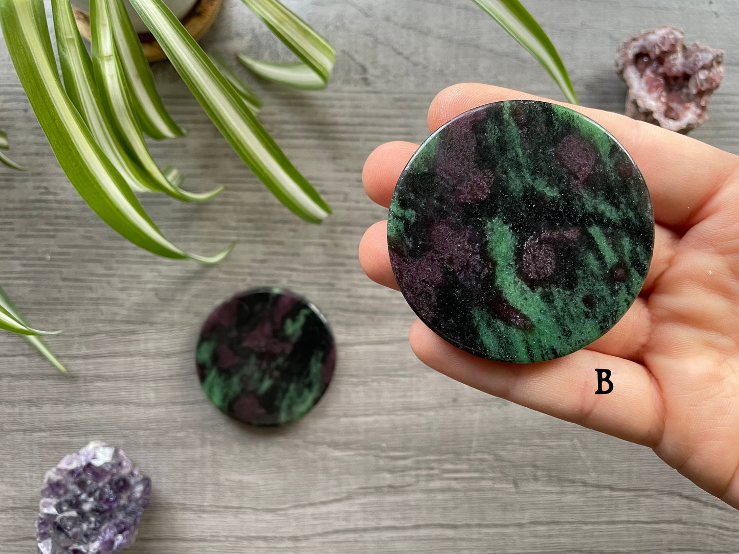 Ruby in Zoisite Crystal Coin B front