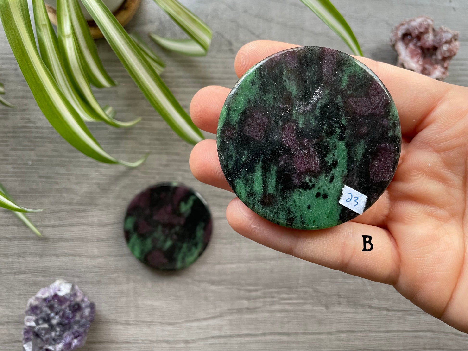 Ruby in Zoisite Crystal Coin B back