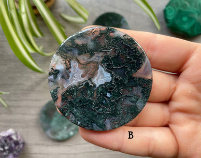 Moss Agate Crystal Coin B front