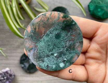 Moss Agate Crystal Coin C front