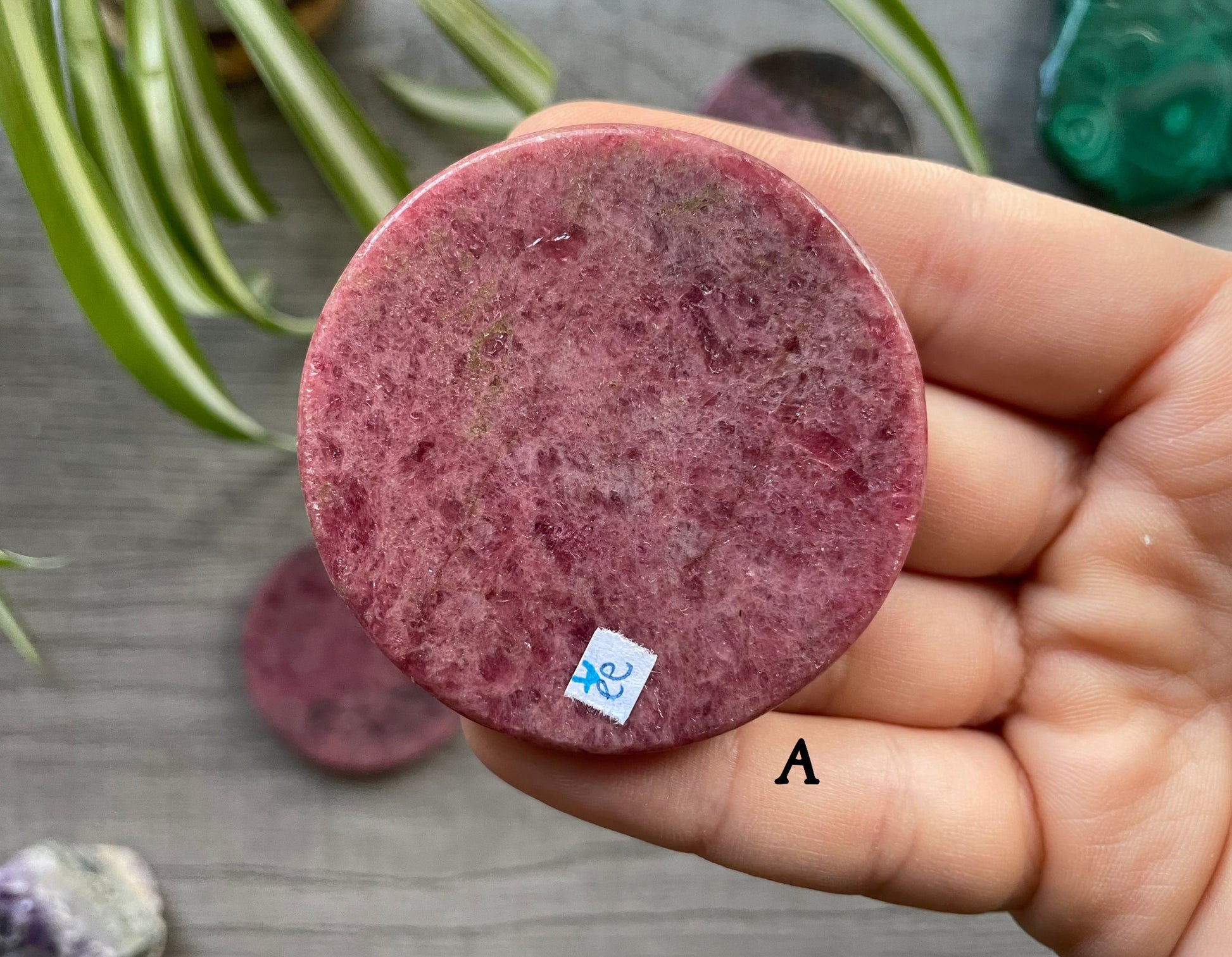 Rhodonite Crystal Coin  a back