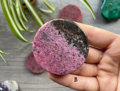 Rhodonite Crystal Coin  b front