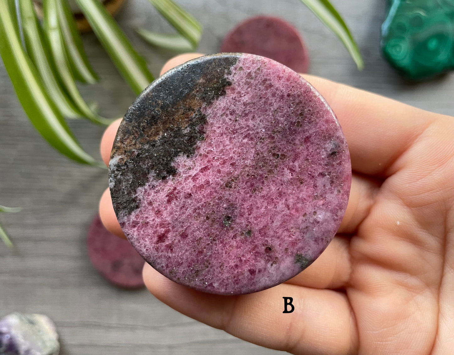 Rhodonite Crystal Coin b back