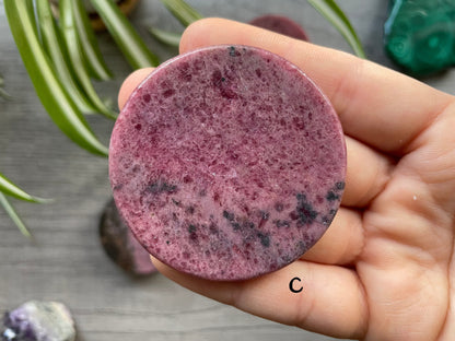 Rhodonite Crystal Coin c front