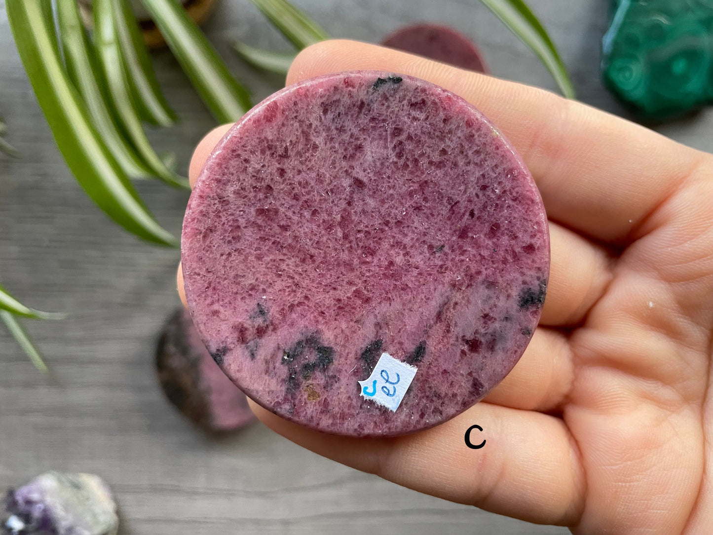 Rhodonite Crystal Coin c back