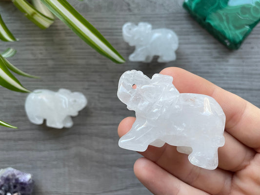 Quartz Elephant (5cm) Crystal Carving front