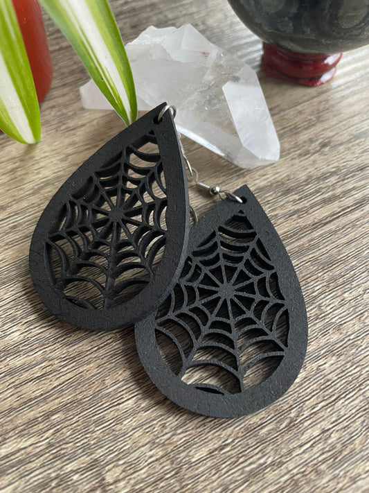 Spider Web Teardrop Earrings 