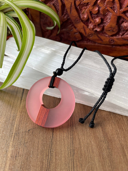 Pink Resin & Wood Necklace (Type A)