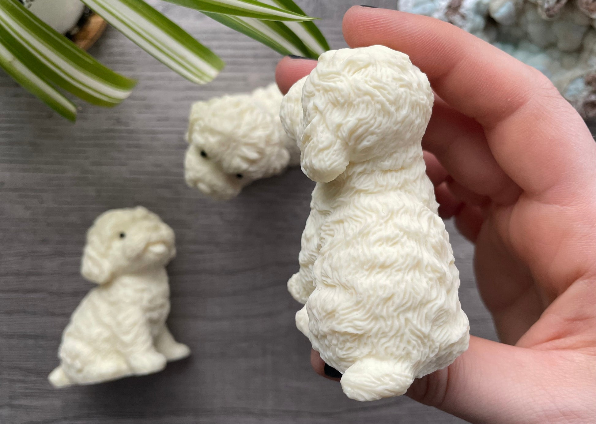 Tagua Nut Goldendoodle Dog Carving back