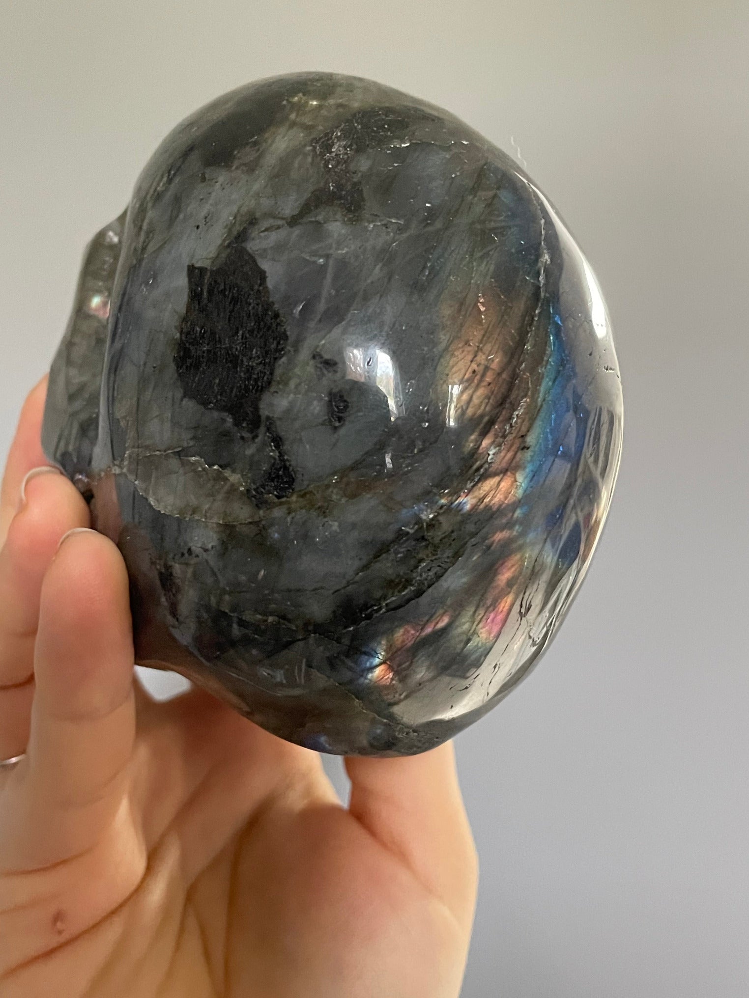 Labradorite Crystal Skull 1.2kg - The Wandering Fox Emporium, Your Metaphysical Store close up