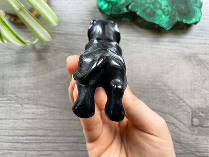 Hand-Carved Black Obsidian Tiger - A Crystal Carving back