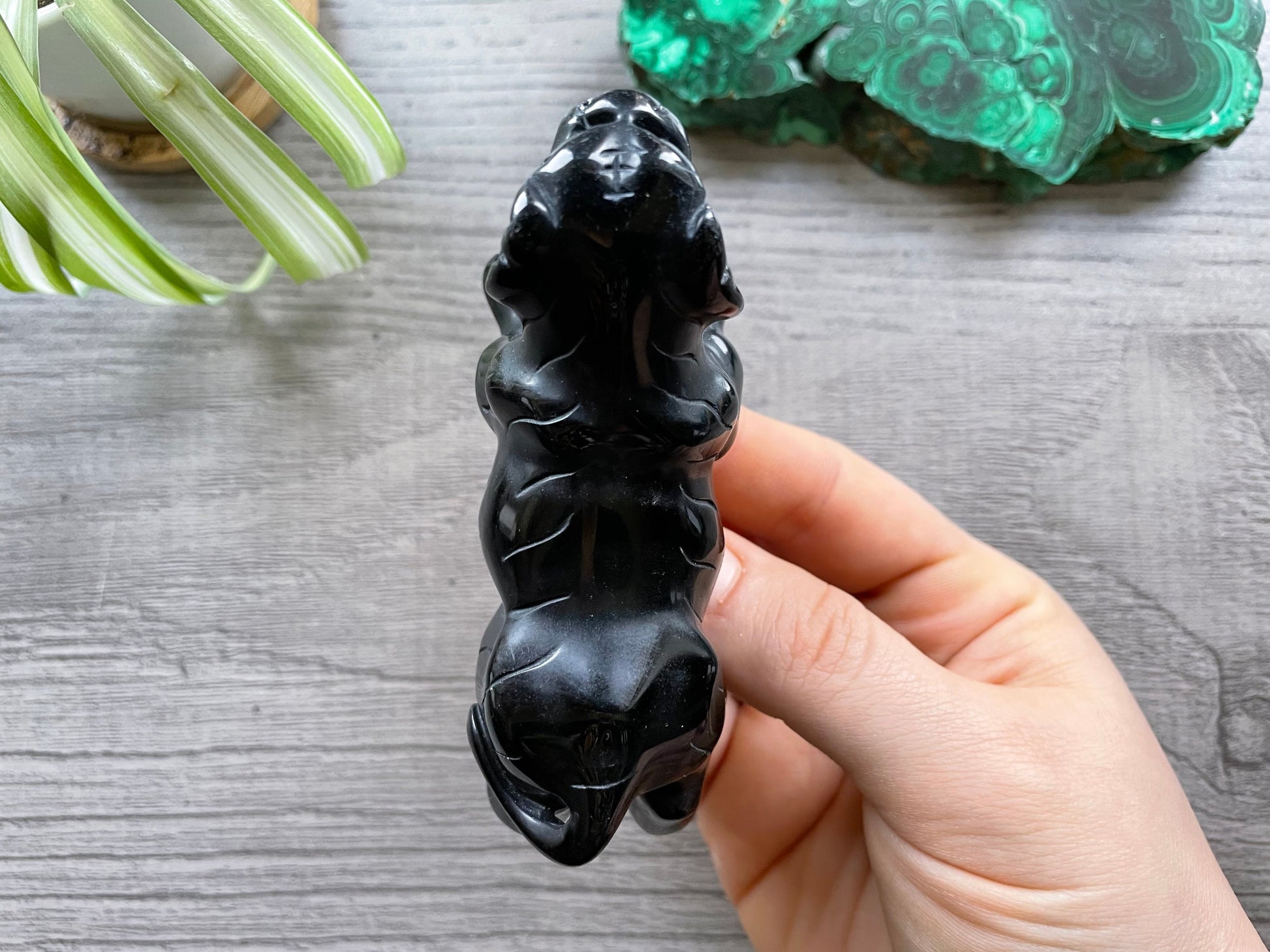 Hand-Carved Black Obsidian Tiger - A Crystal Carving top