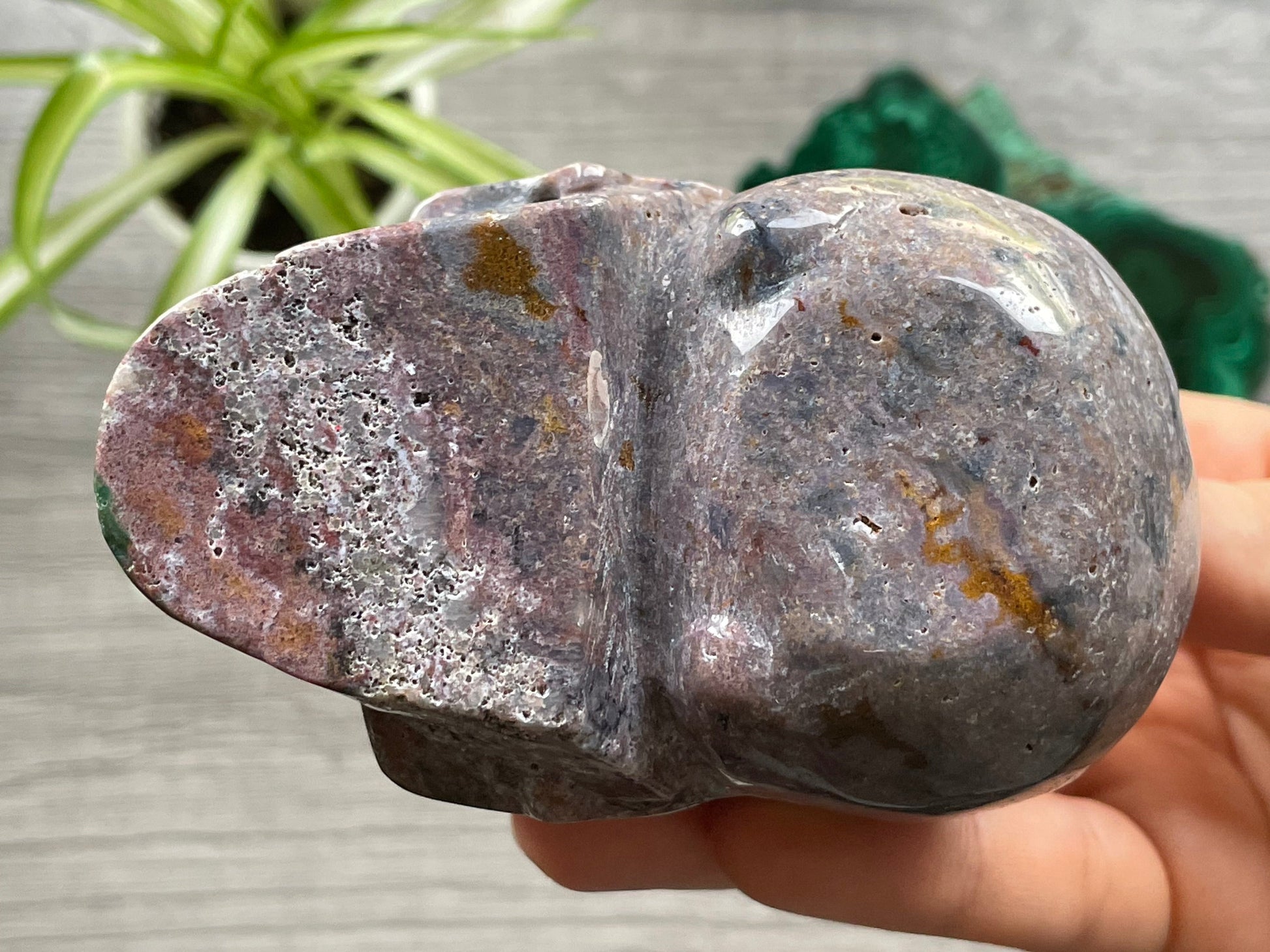 Ocean Jasper Crystal Skull .55kg - The Wandering Fox Emporium, Your Metaphysical Store bottom