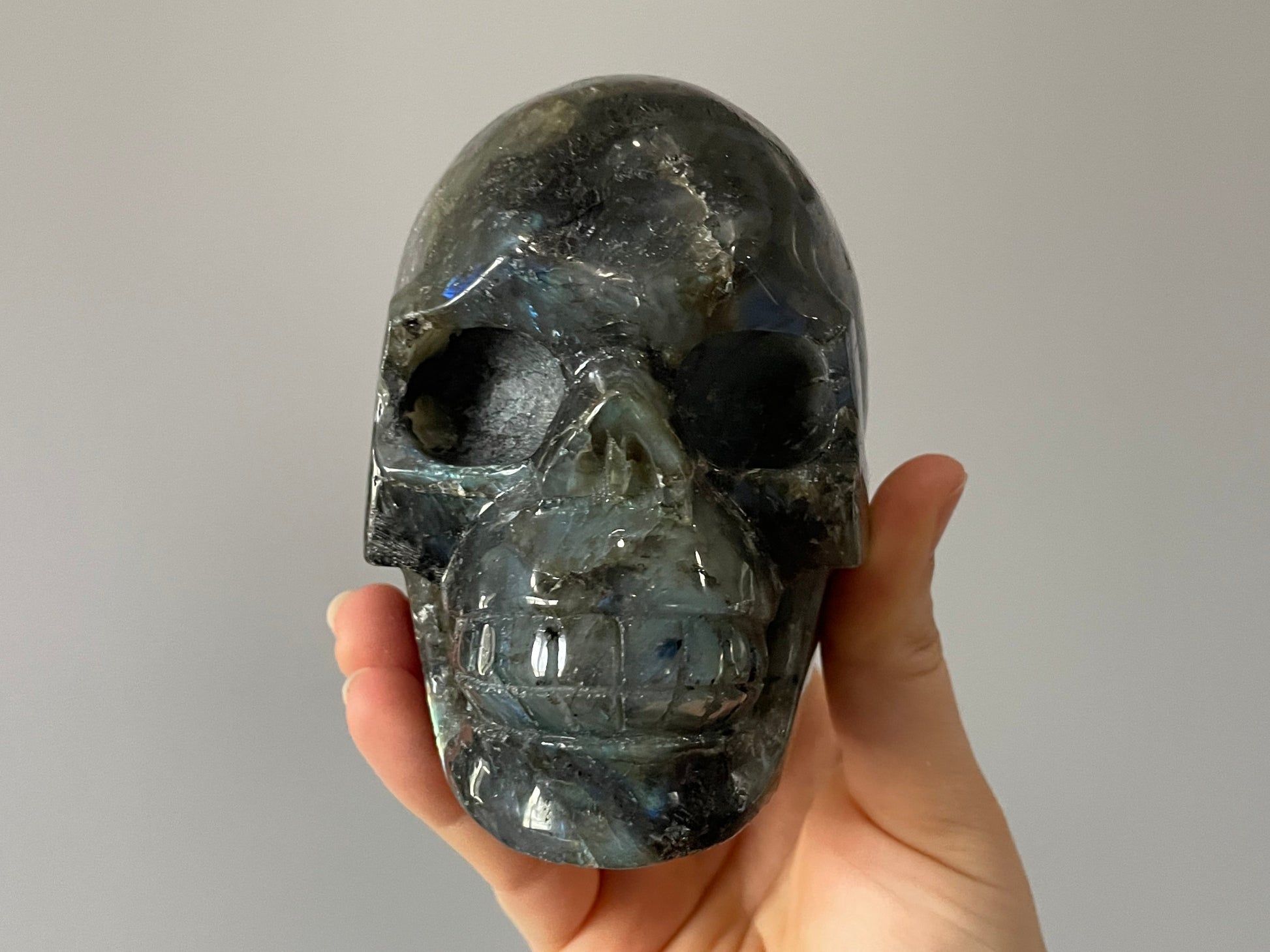 Labradorite Crystal Skull (1.3kg) - The Wandering Fox Emporium, Your Metaphysical Store front