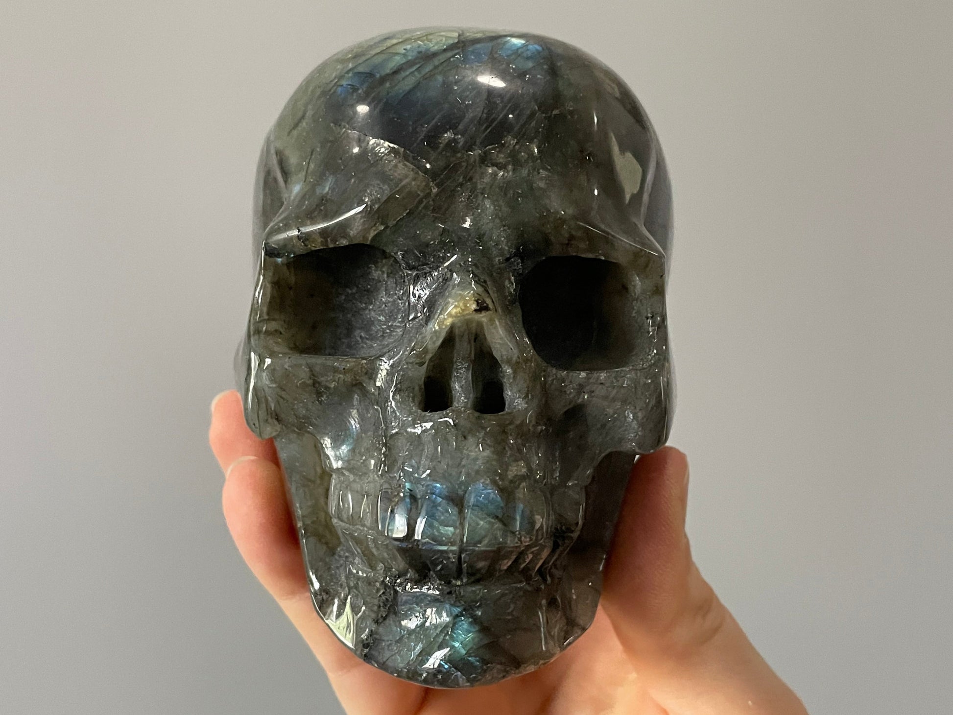 Labradorite Crystal Skull 1.1kg - The Wandering Fox Emporium, Your Metaphysical Store front