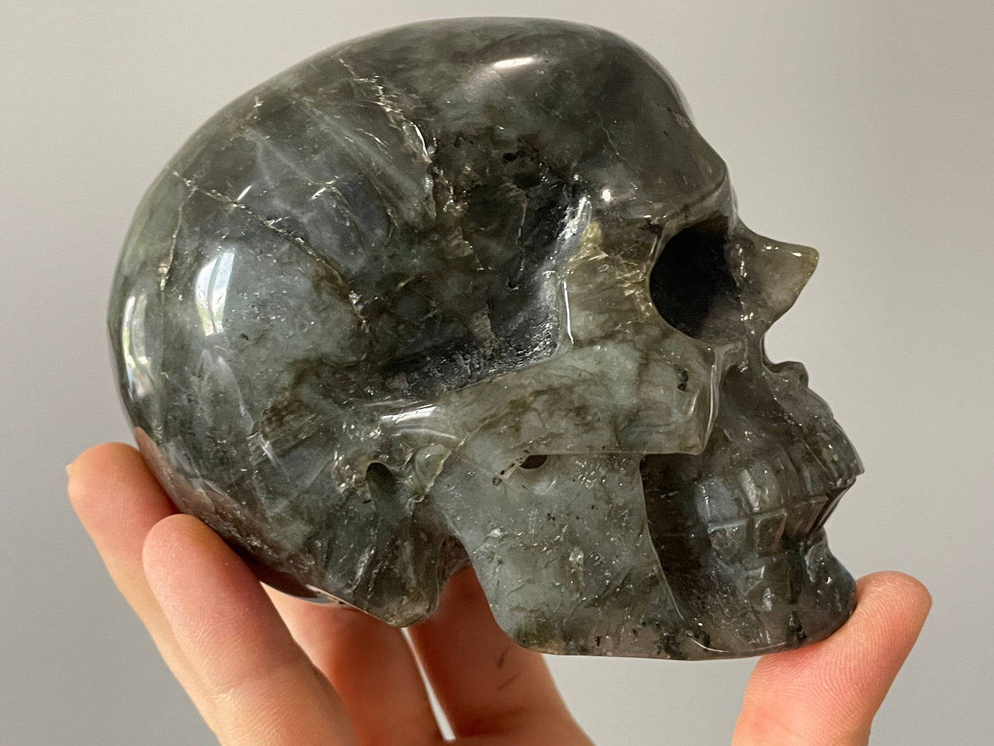 Labradorite Crystal Skull 1.1kg - The Wandering Fox Emporium, Your Metaphysical Store side