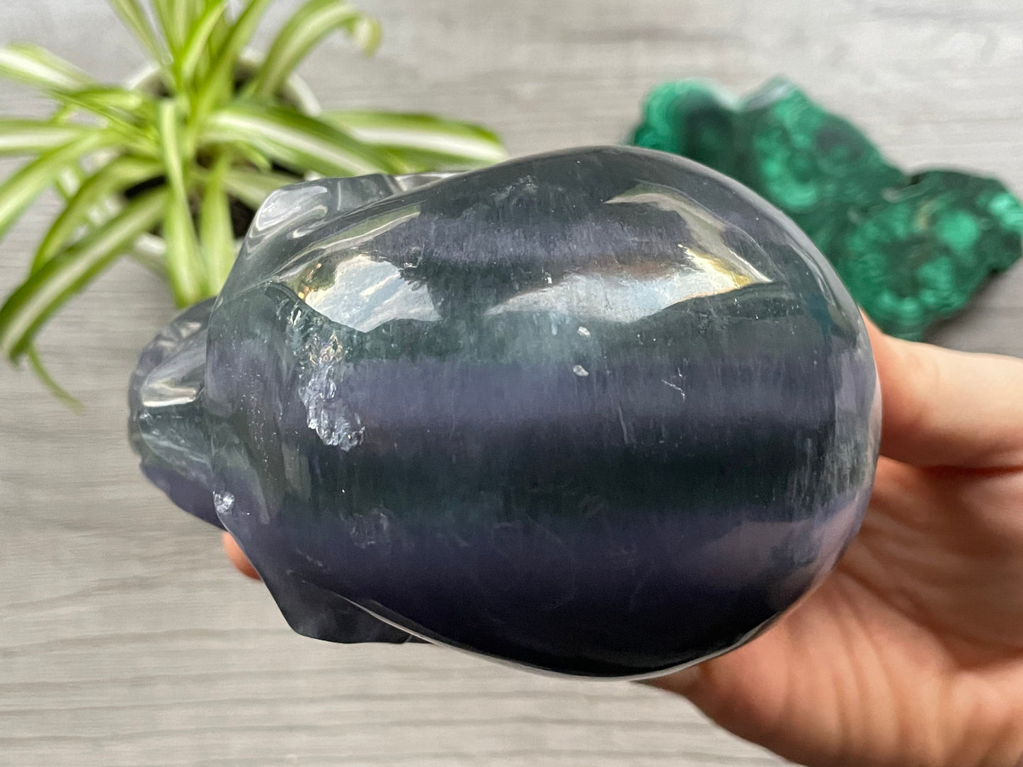 Purple/Green Fluorite Crystal Skull (1kg) - The Wandering Fox Emporium, Your Metaphysical Store top