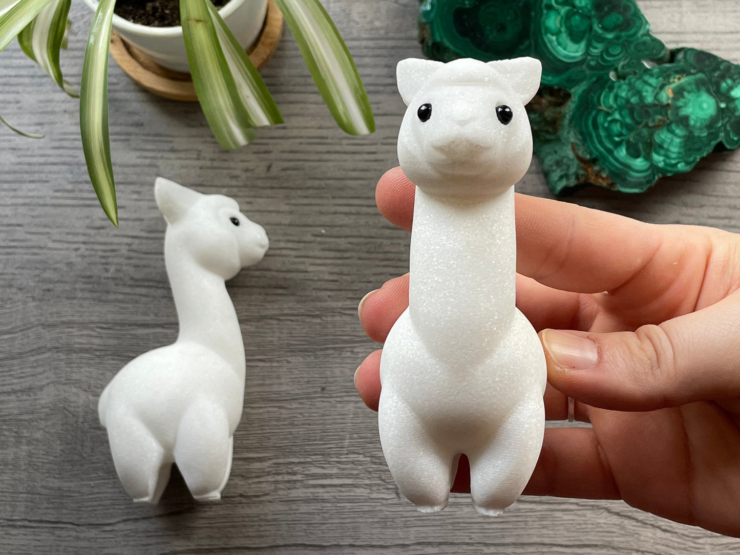 White Marble Alpaca / Llama Crystal Carving