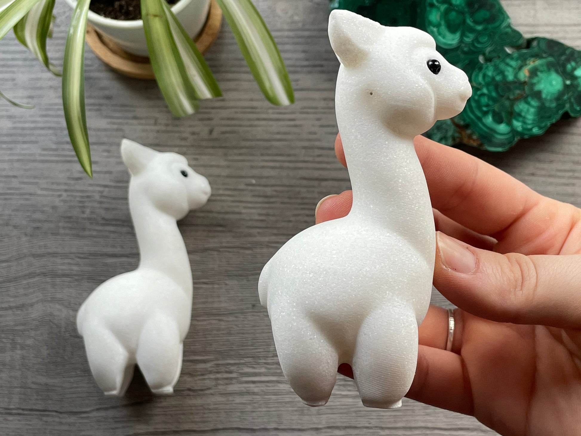 White Marble Alpaca / Llama Crystal Carving side