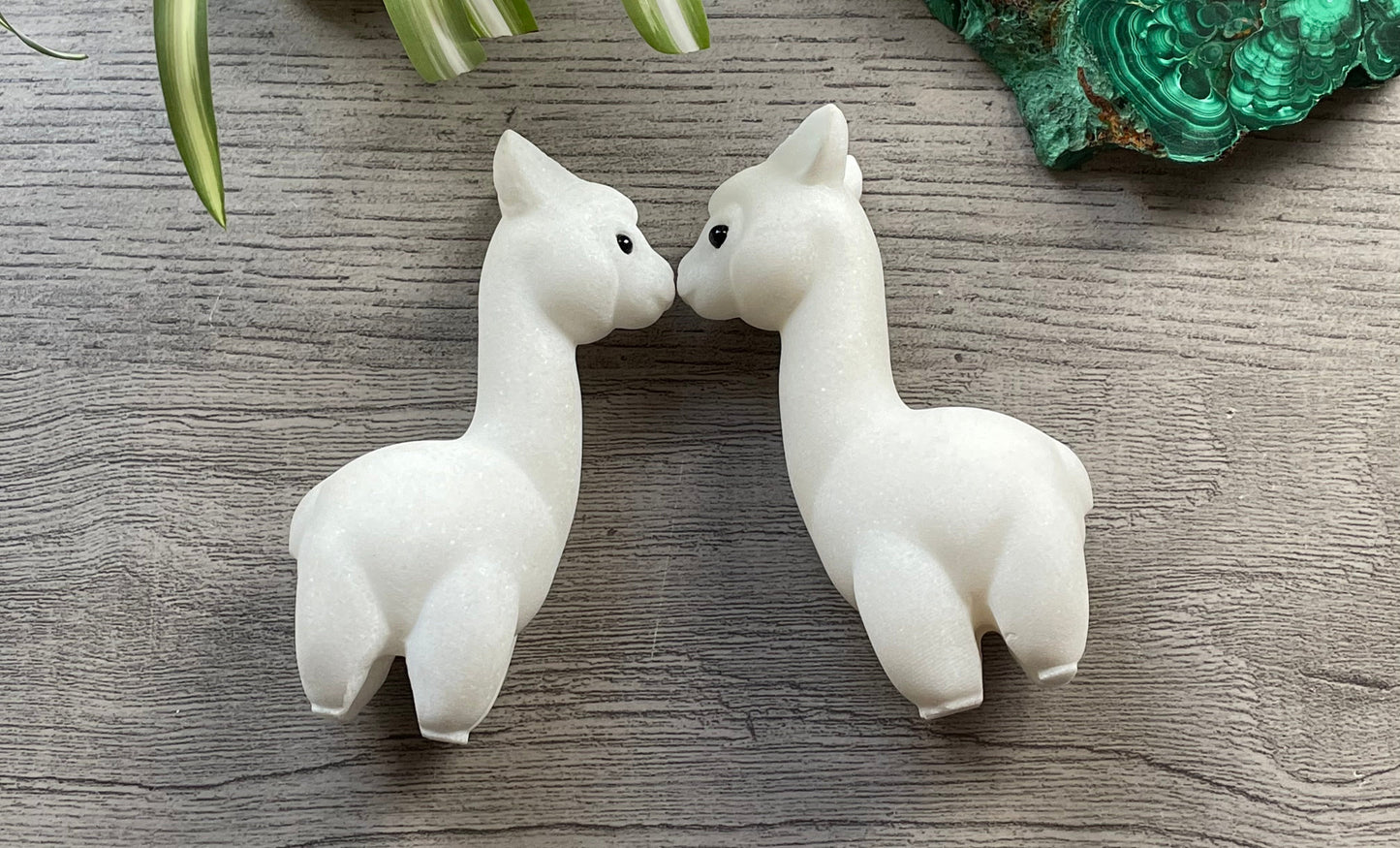 White Marble Alpaca / Llama Crystal Carving couple