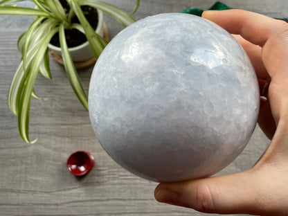 Blue Calcite Sphere - 104mm - The Wandering Fox Emporium, Your Crystal Store side