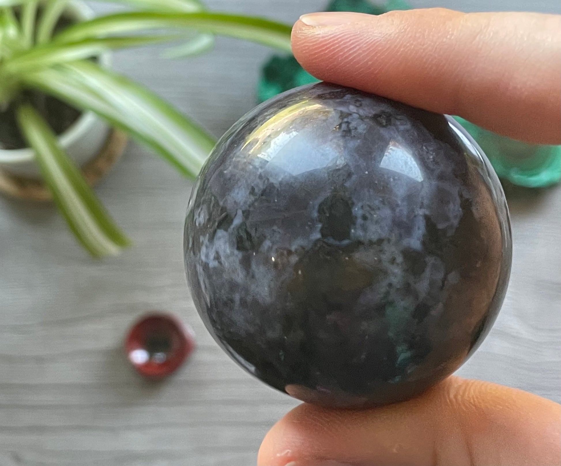 Mystic Merlinite (Indigo Gabbro) Sphere (D) - The Wandering Fox Emporium, Your Crystal Store