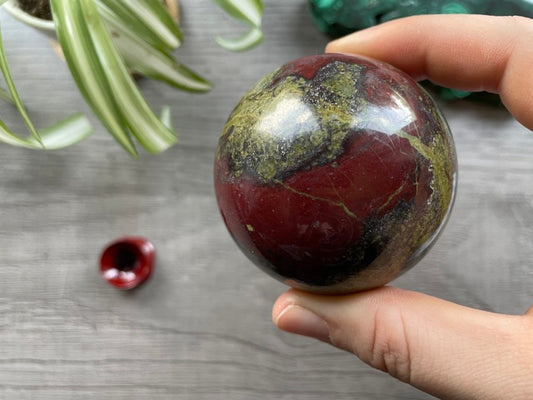 Dragon Bloodstone Sphere - 58mm (A) - The Wandering Fox Emporium, Your Crystal Store