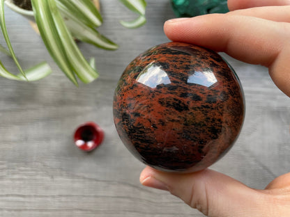 Mahogany Obsidian Sphere - 57mm (A) - The Wandering Fox Emporium, Your Crystal Store