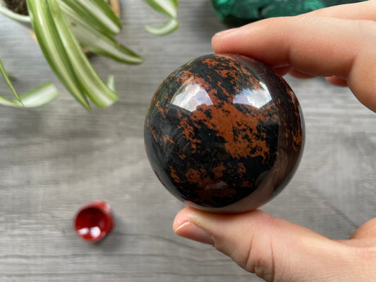 Mahogany Obsidian Sphere - 51mm (E) - The Wandering Fox Emporium, Your Crystal Store