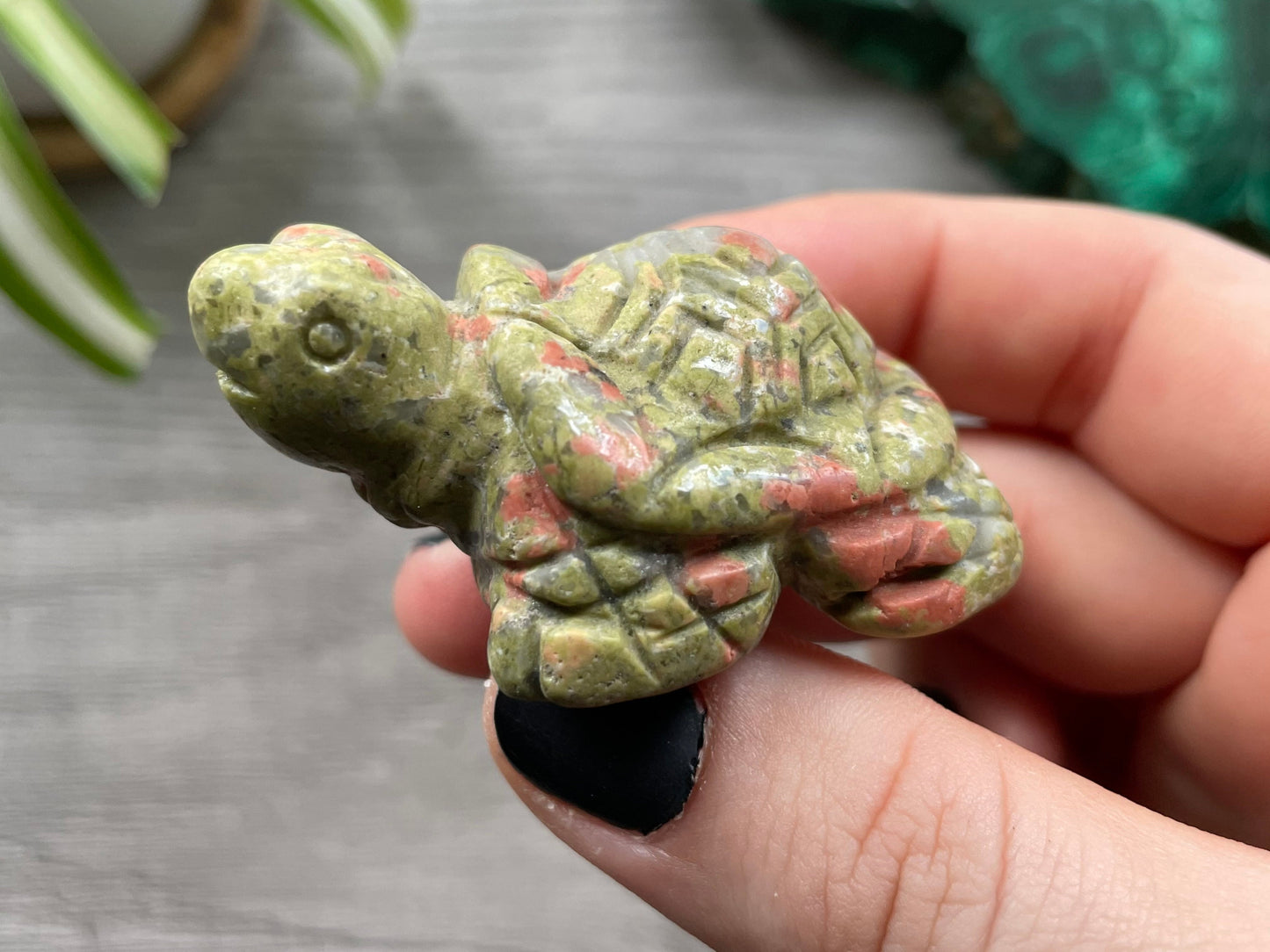 Unakite Turtle Crystal Carving