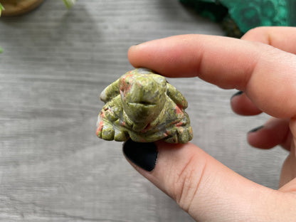 Unakite Turtle Crystal Carving front