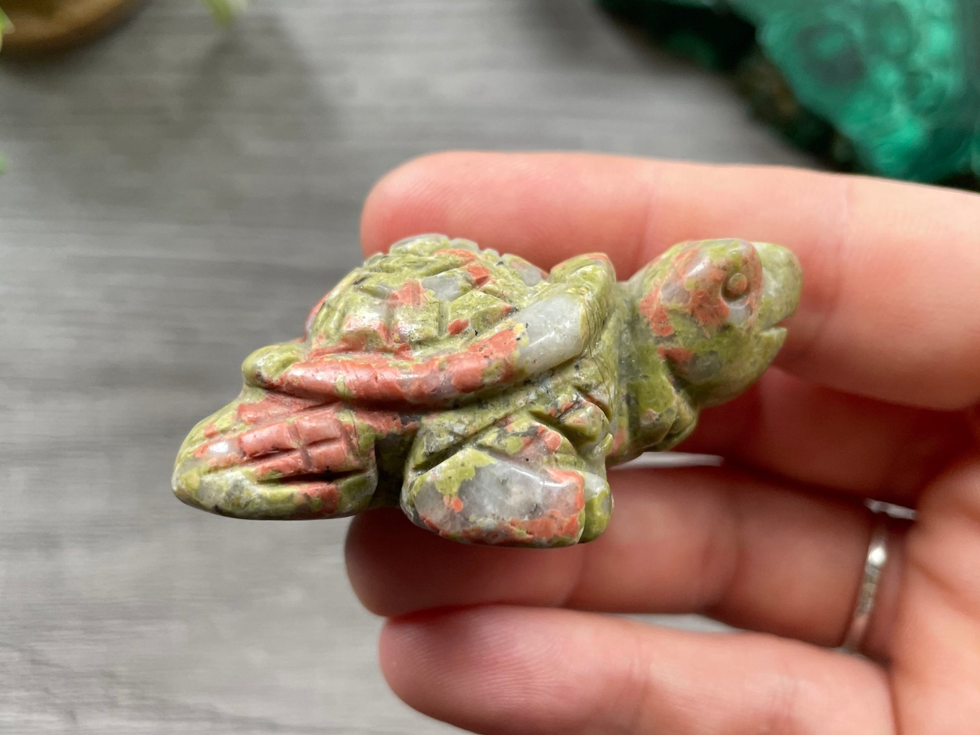 Unakite Turtle Crystal Carving side 2