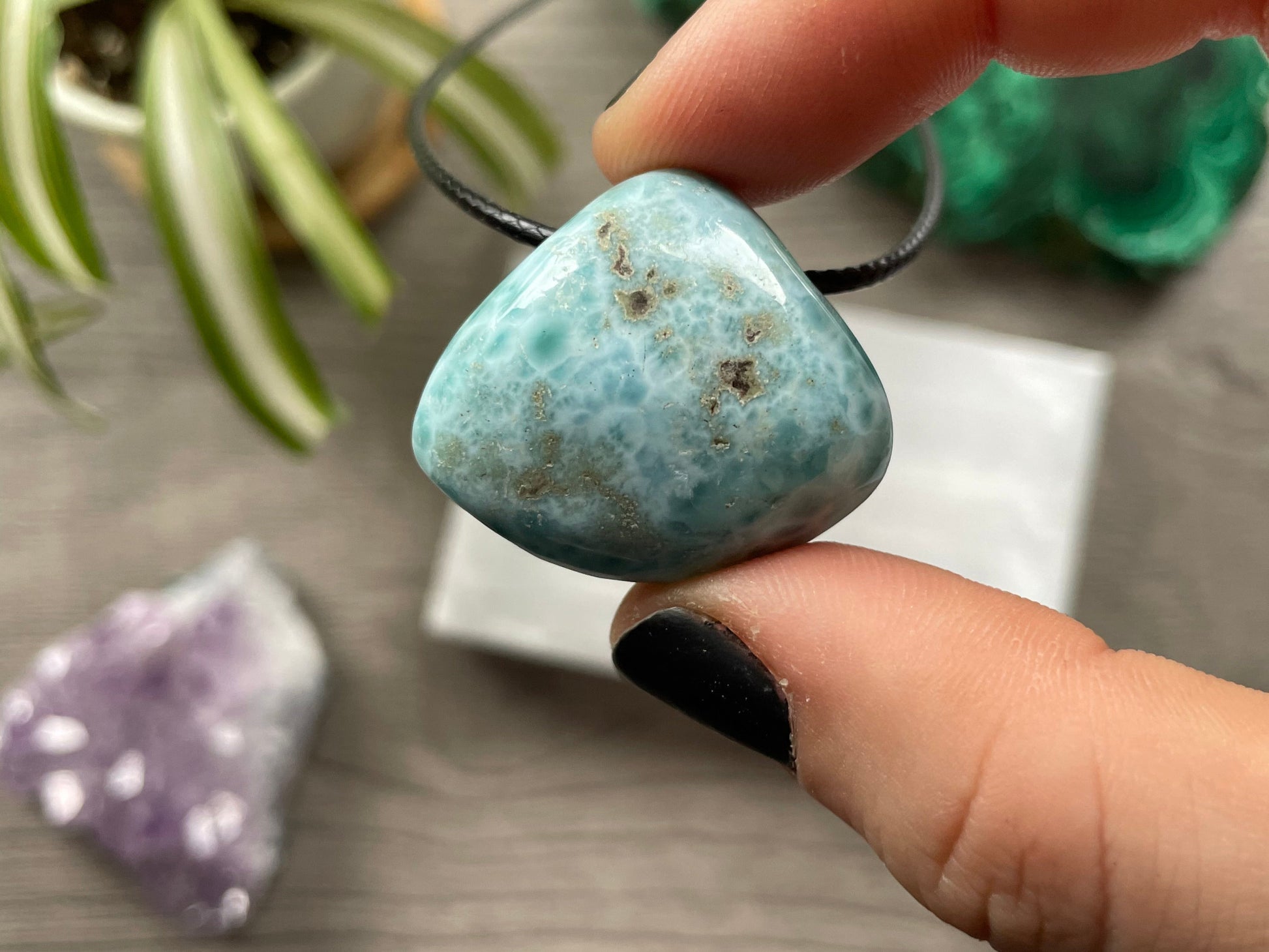 Larimar Necklace - The Wandering Fox Emporium, Your Crystal Store back