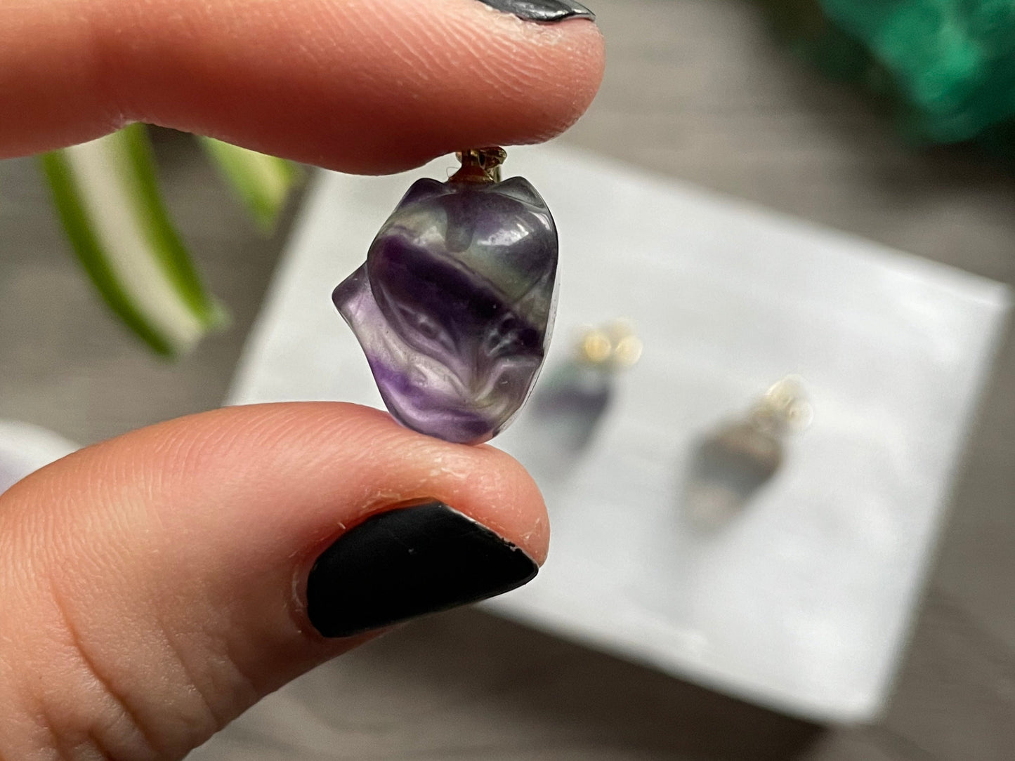 Rainbow Fluorite Mini Fox Charm