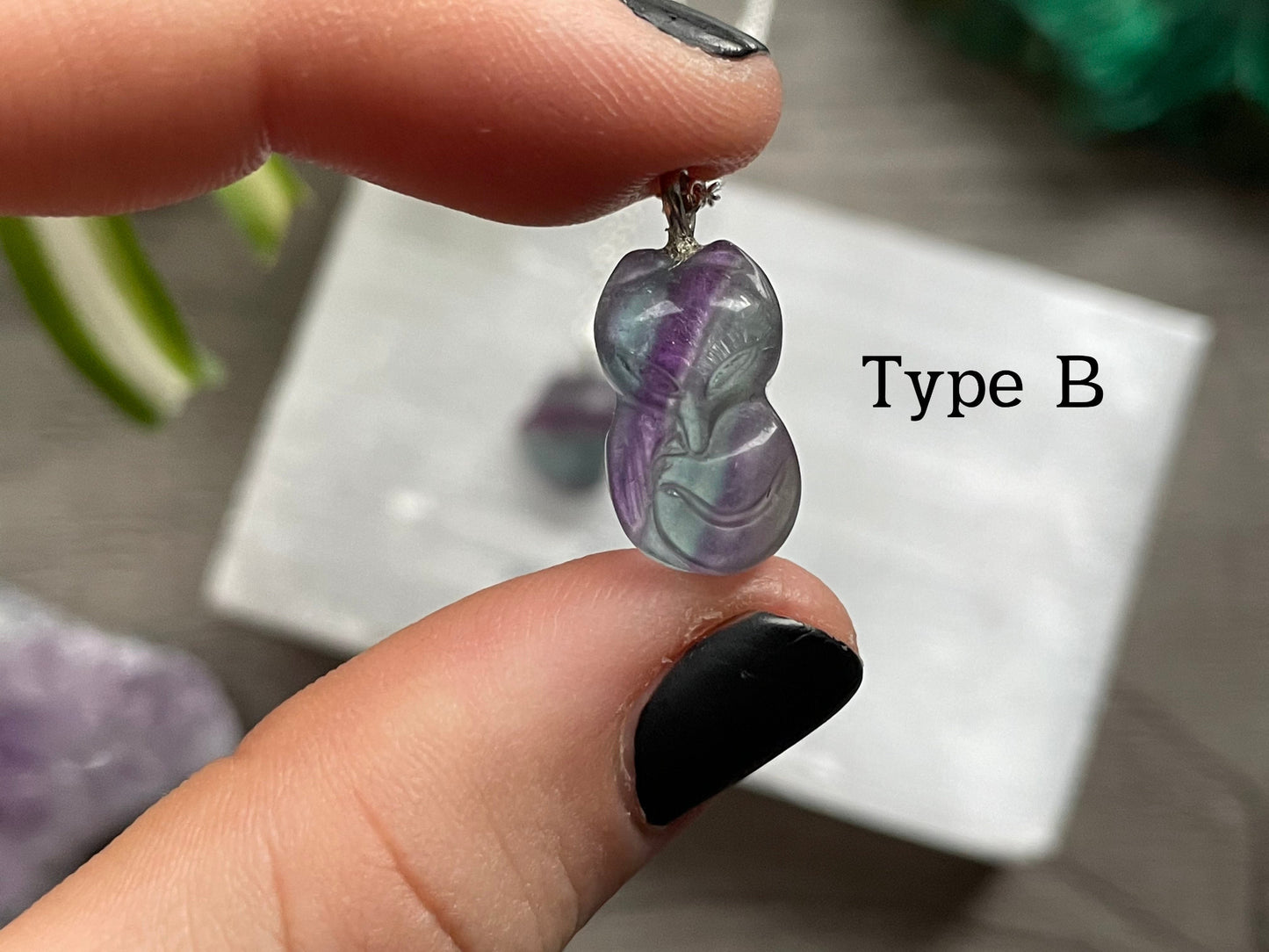 Rainbow Fluorite Mini Fox Necklace .925 Sterling Silver Chain - The Wandering Fox Emporium, Your Crystal Store type b