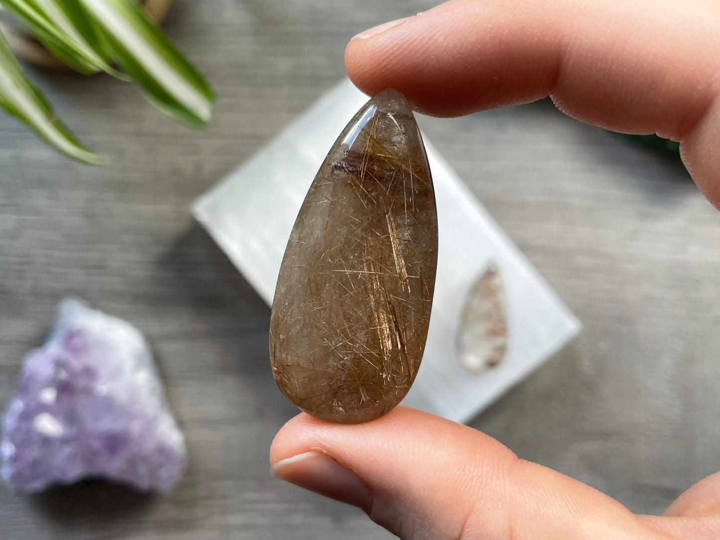 Rutilated Quartz Crystal Cabochon a