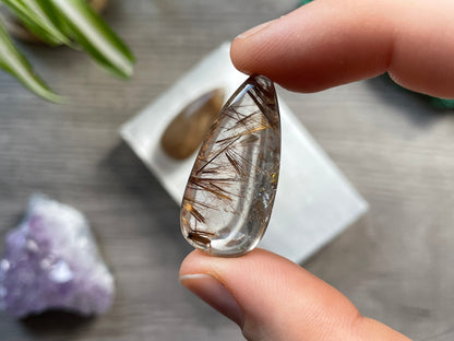 Rutilated Quartz Crystal Cabochon c back