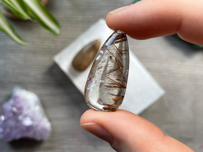 Rutilated Quartz Crystal Cabochon c